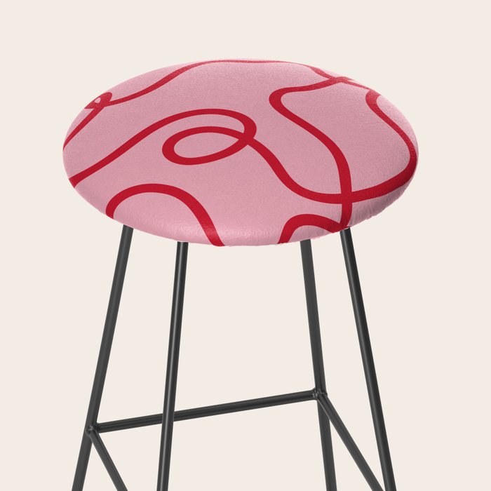 Abstract Lines pink and red Stool Gallery Image 2