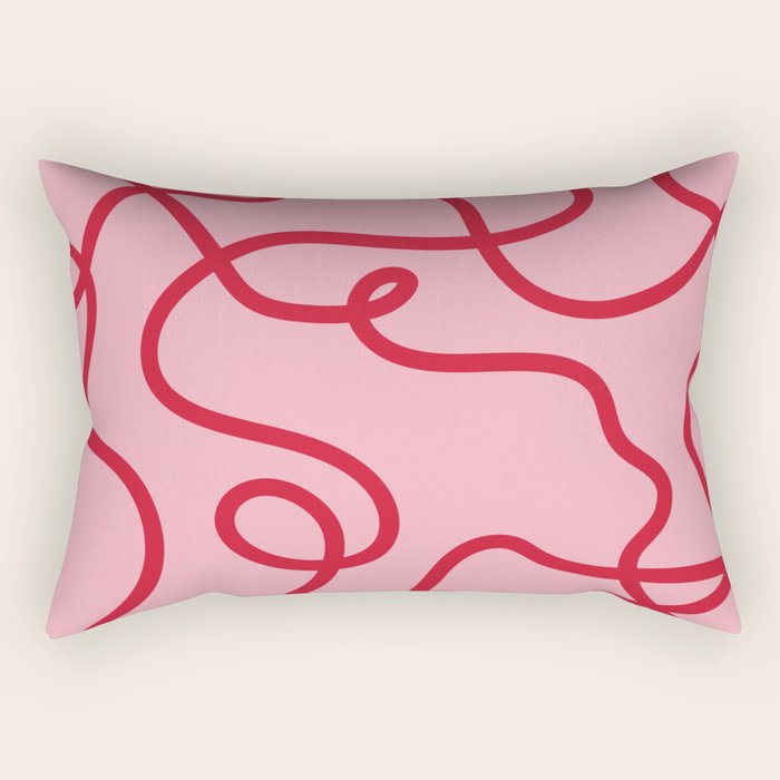 Abstract Lines pink and red Rectangular Pillow Gallery Image 2