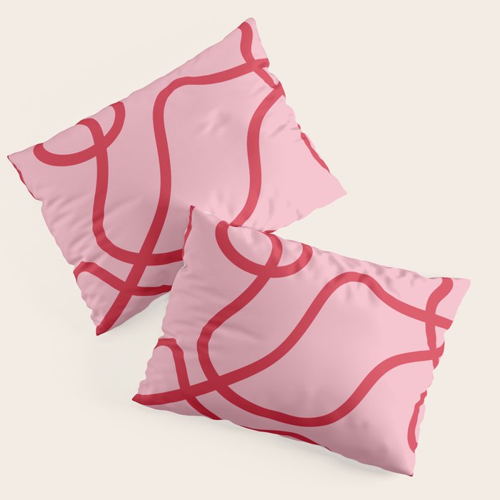Abstract Lines Pink And Red Pillow Sham Gallery Image 3