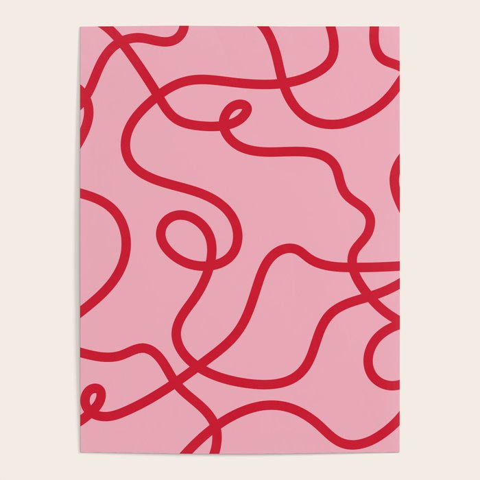 Abstract Lines pink and red Poster