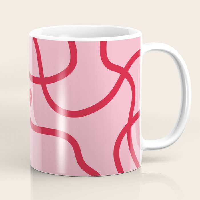 Abstract Lines pink and red Coffee Mug Gallery Image 1