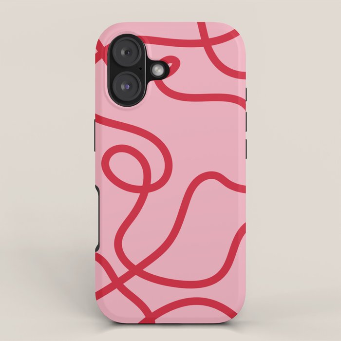 Abstract Lines pink and red iPhone Case Gallery Image 1
