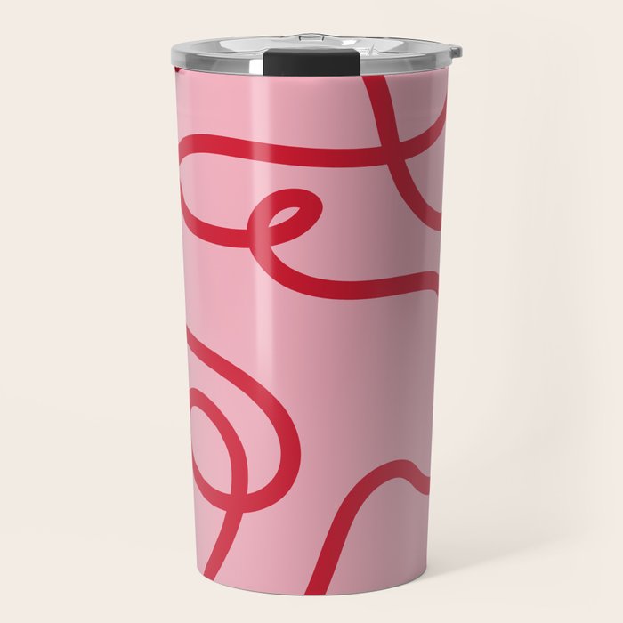 Abstract Lines pink and red Travel Mug Gallery Image 1