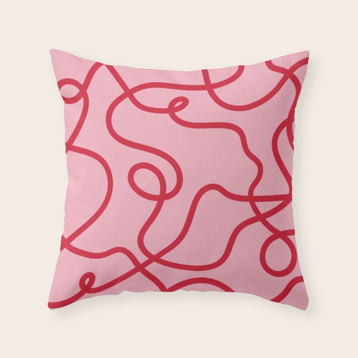 Abstract Lines pink and red Throw Pillow Gallery Image 6