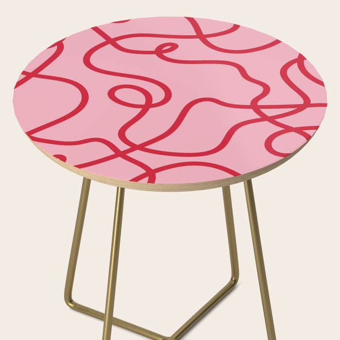 Abstract Lines pink and red Side Table Gallery Image 2