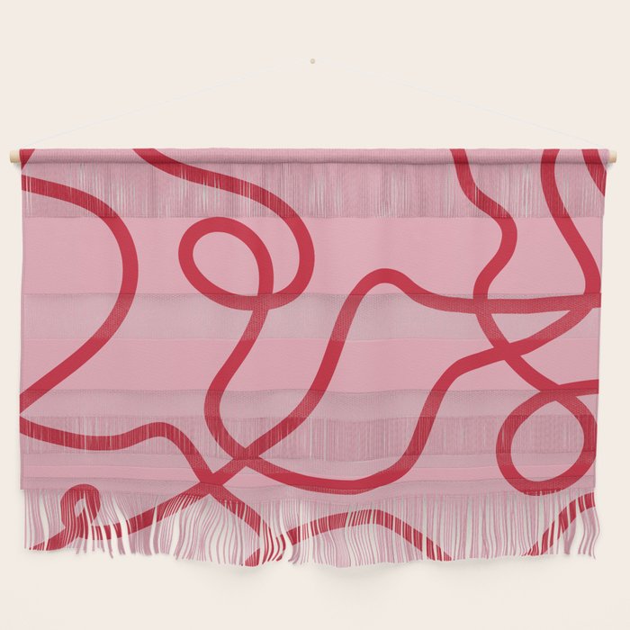 Abstract Lines pink and red Wall Hanging Gallery Image 1