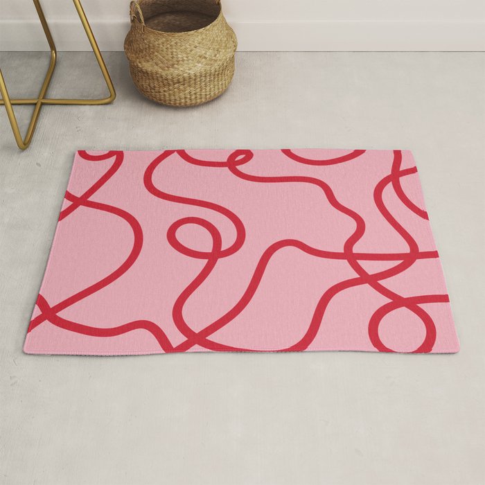 Abstract Lines pink and red Rug Gallery Image 1