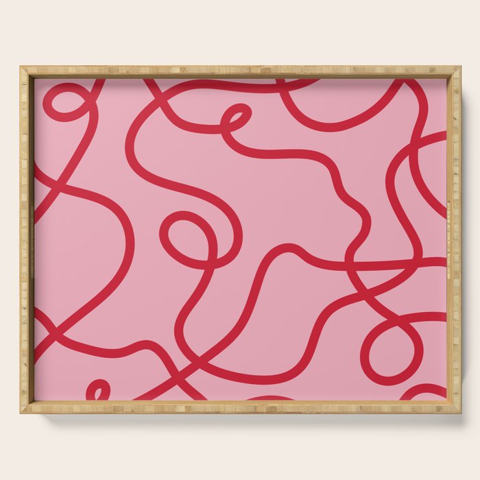 Abstract Lines pink and red Serving Tray Gallery Image 1