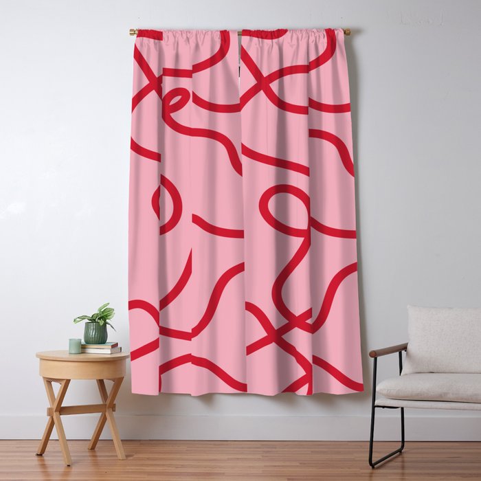 Abstract Lines pink and red Window Curtain Gallery Image 5