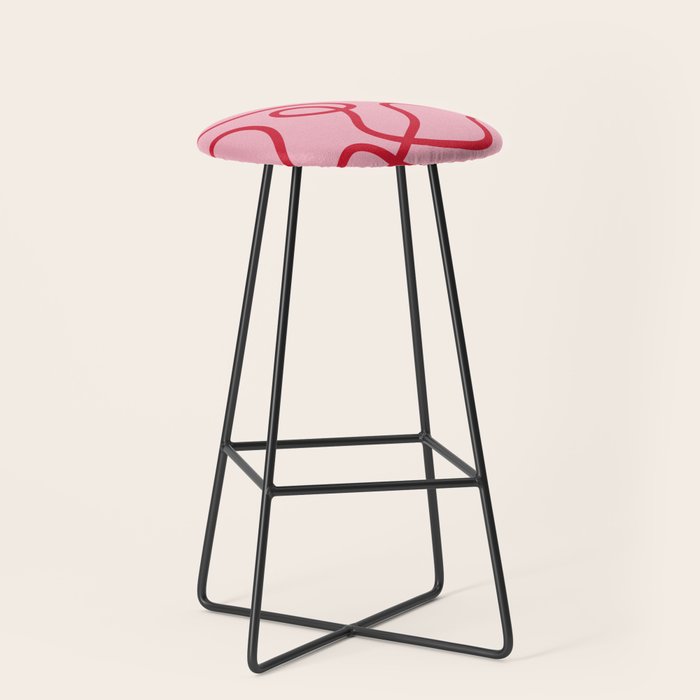 Abstract Lines pink and red Stool Gallery Image 1