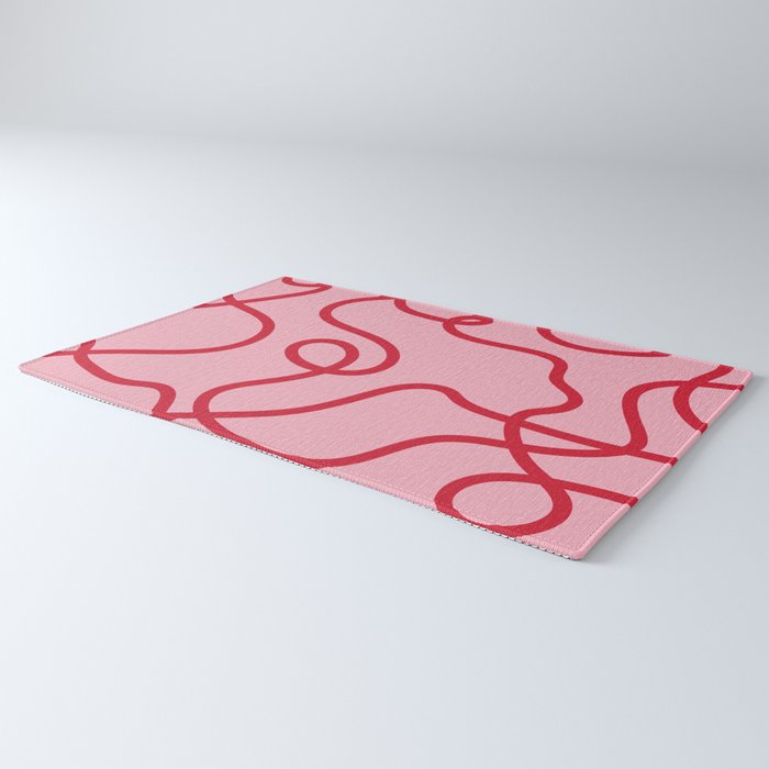 Abstract Lines pink and red Rug Gallery Image 3