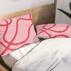 Abstract Lines pink and red Pillow Sham Gallery Image 2