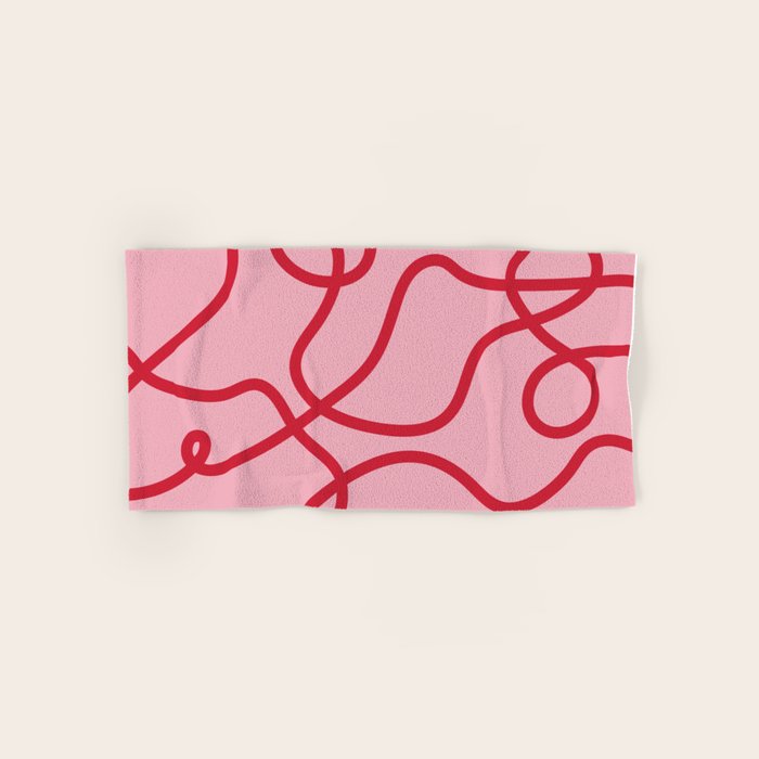Abstract Lines pink and red Bath Towel Gallery Image 1