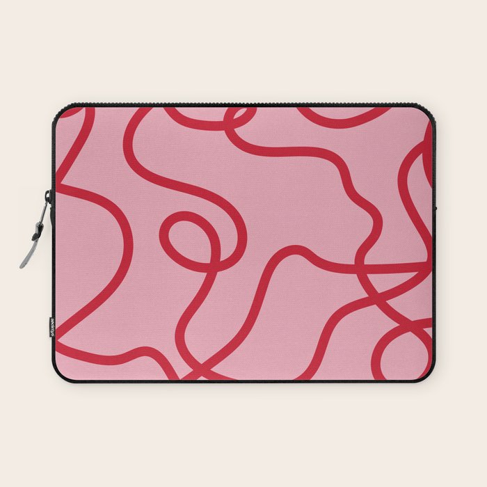 Abstract Lines pink and red Laptop Sleeve Gallery Image 1