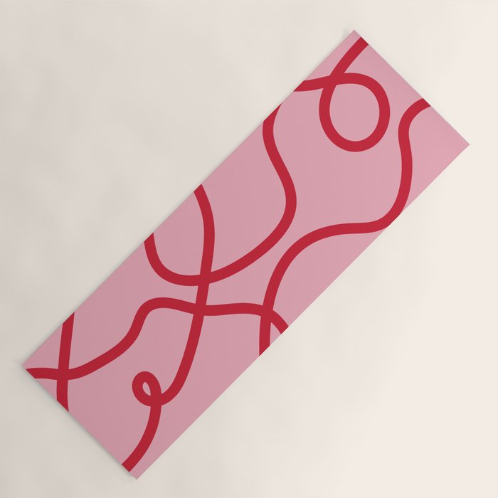 Abstract Lines pink and red Yoga Mat Gallery Image 1