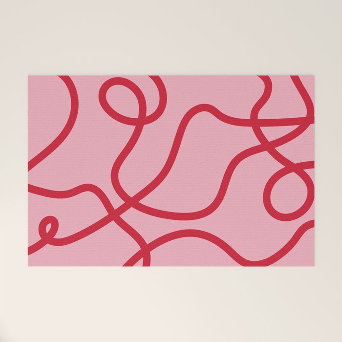 Abstract Lines pink and red Welcome Mat Gallery Image 1