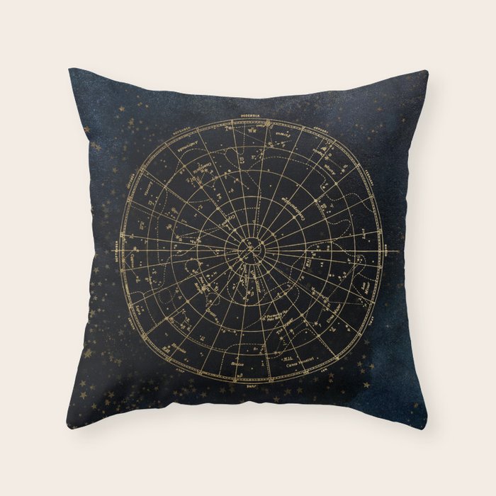 Golden Star Map Throw Pillow Gallery Image 6