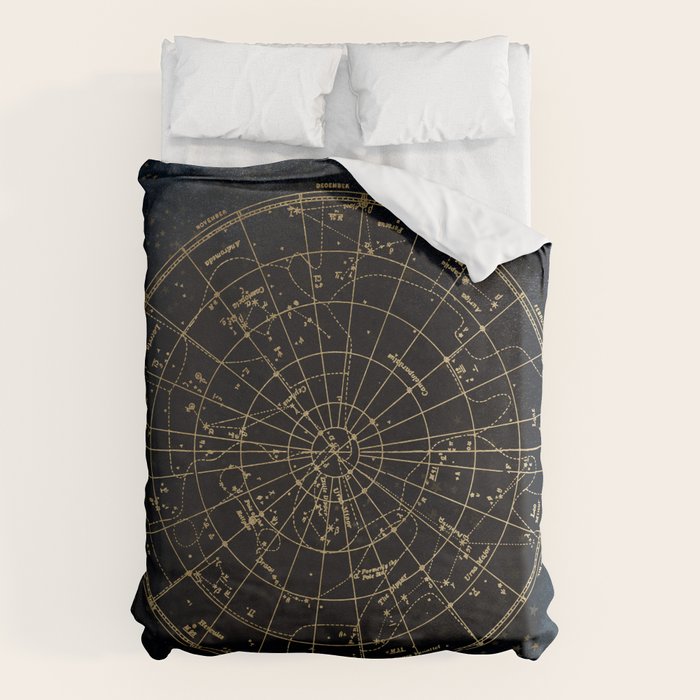 Golden Star Map Duvet Cover Gallery Image 1