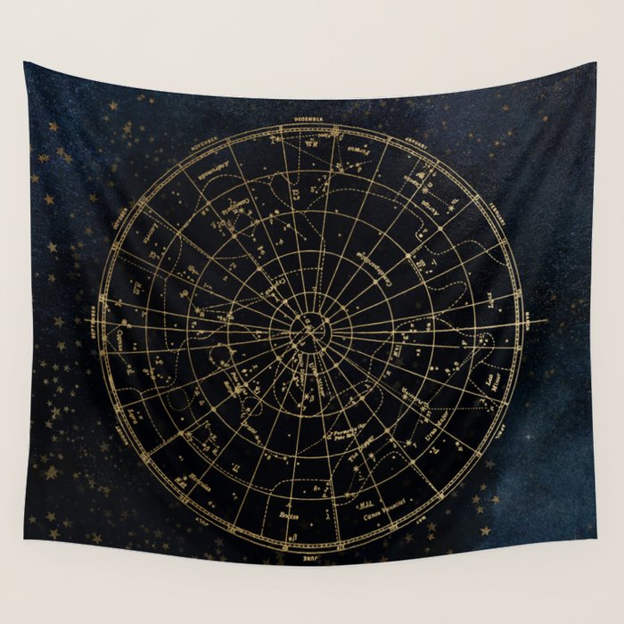 Golden Star Map Wall Tapestry Gallery Image 1