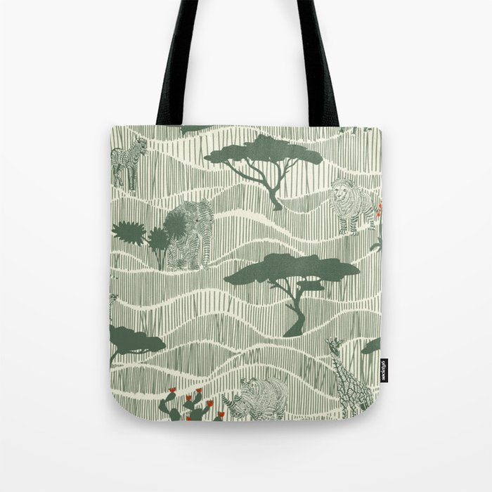 Wildlife Safari Savannah green Tote Bag Gallery Image 1