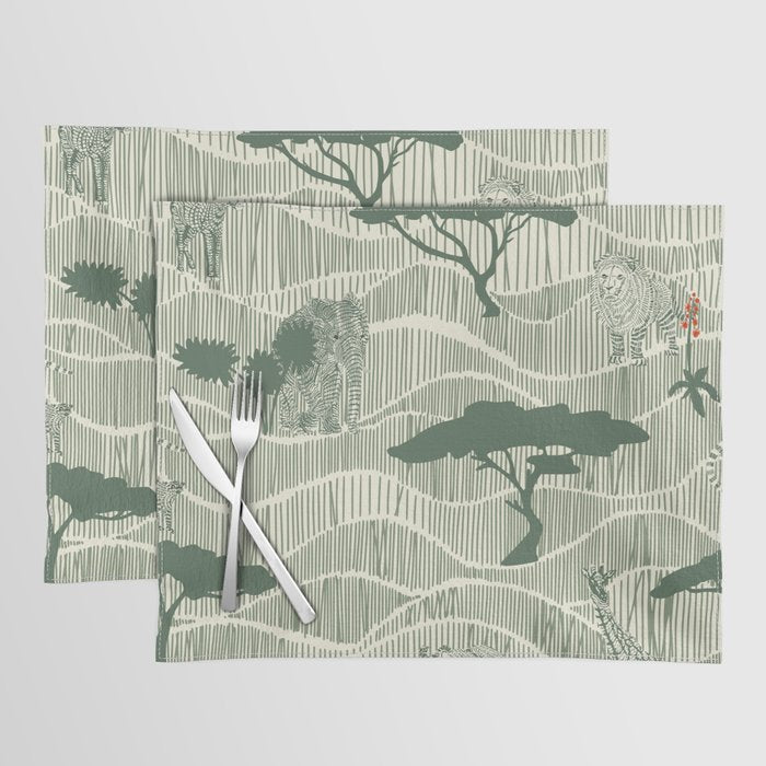 Wildlife Safari Savannah green Placemat Gallery Image 1