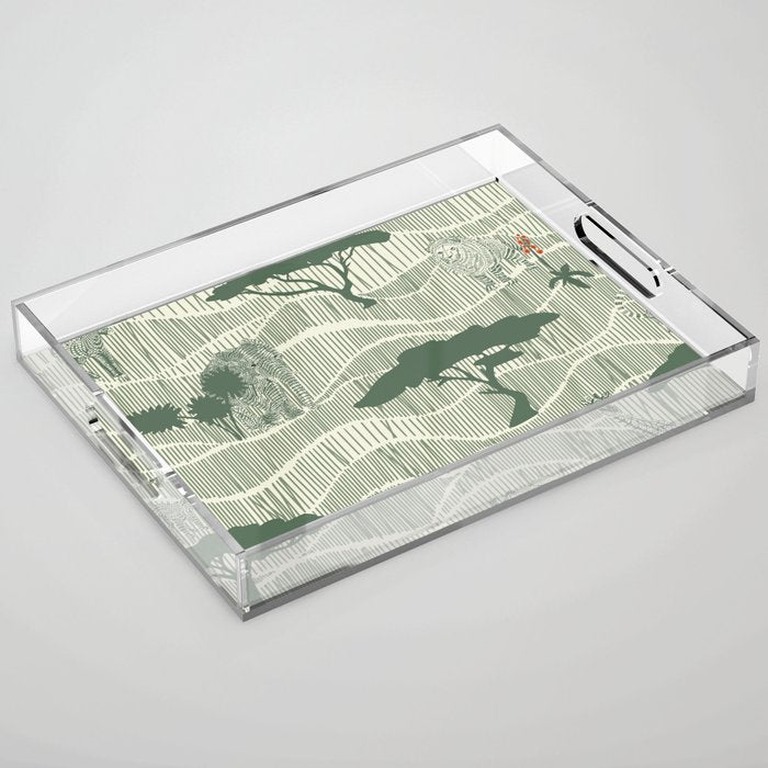 Wildlife Safari Savannah green Acrylic Tray Gallery Image 1