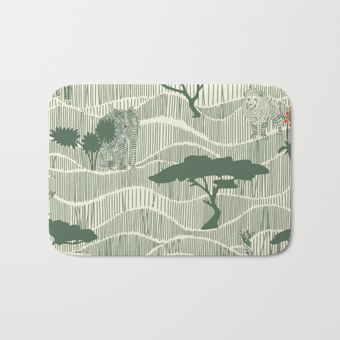 Wildlife Safari Savannah green Bath Mat Gallery Image 1