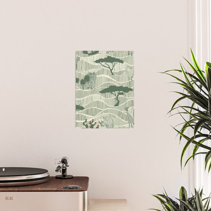 Wildlife Safari Savannah green Poster Gallery Image 2