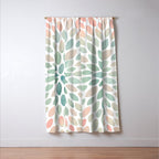 Floral Bloom, Abstract Watercolor, Coral, Peach, Green, Floral Prints Window Curtain Gallery Image 3