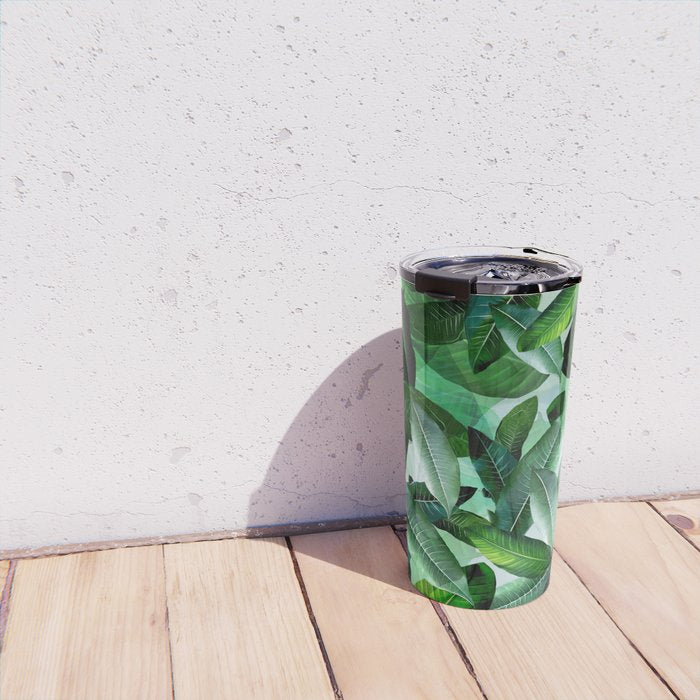 Banana palm leaf tropical jungle green Travel Mug Gallery Image 4