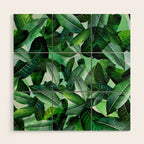 Banana palm leaf tropical jungle green Wood Wall Art Gallery Image 1
