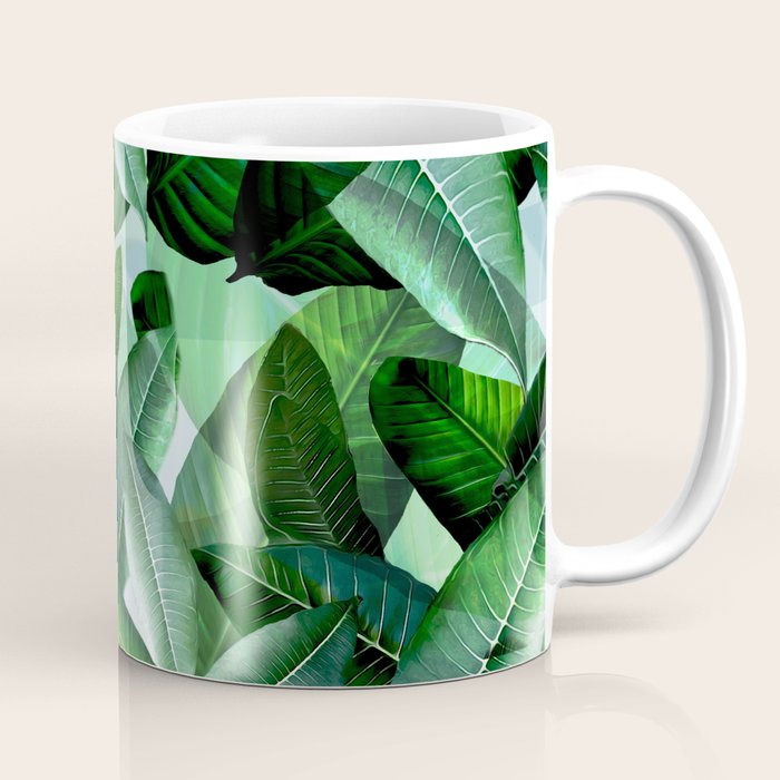 Banana palm leaf tropical jungle green Coffee Mug Gallery Image 1