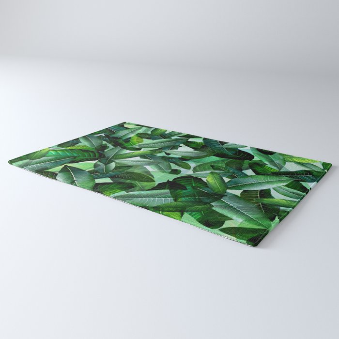Banana palm leaf tropical jungle green Rug Gallery Image 3