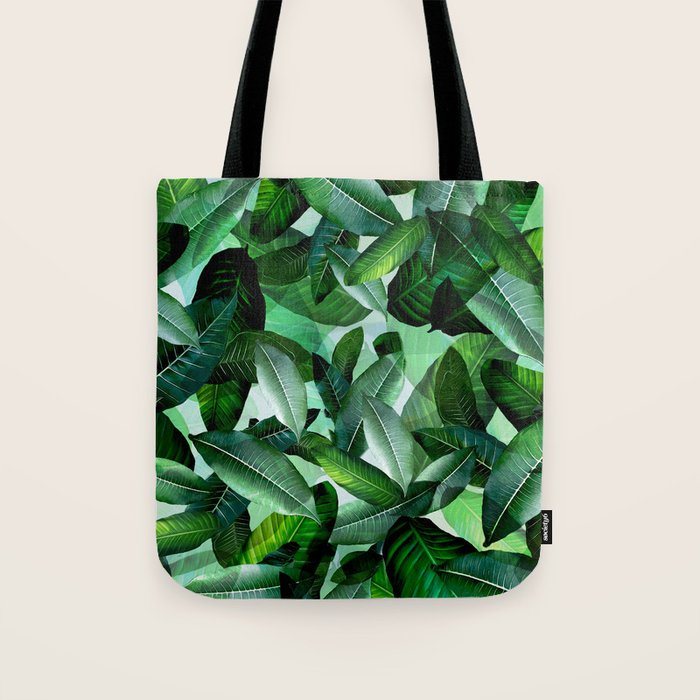 Banana palm leaf tropical jungle green Tote Bag Gallery Image 1