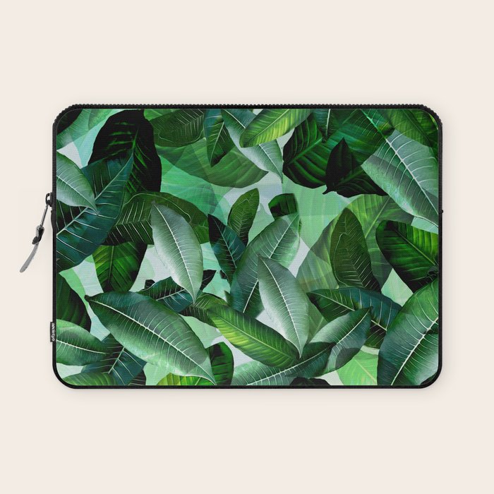 Banana palm leaf tropical jungle green Laptop Sleeve Gallery Image 1