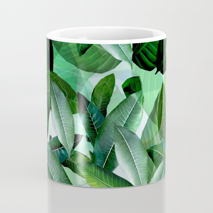 Banana palm leaf tropical jungle green Coffee Mug Gallery Image 4