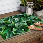 Banana palm leaf tropical jungle green Outdoor Rug Gallery Image 2
