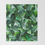 Banana palm leaf tropical jungle green Throw Blanket Gallery Image 2