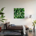 Banana palm leaf tropical jungle green Wood Wall Art Gallery Image 2