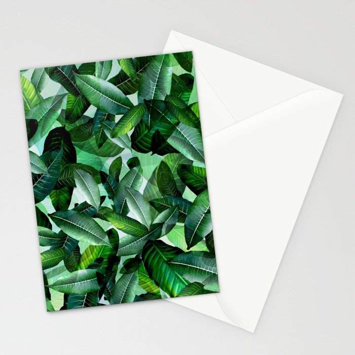 Banana palm leaf tropical jungle green Stationery Card Gallery Image 2