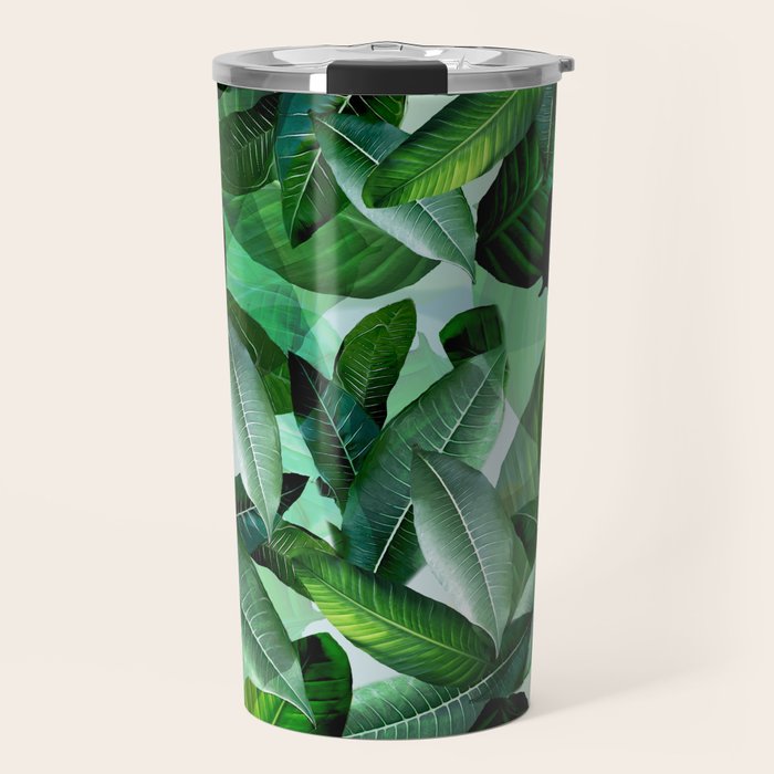 Banana palm leaf tropical jungle green Travel Mug Gallery Image 1