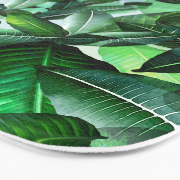 Banana palm leaf tropical jungle green Bath Mat Gallery Image 3
