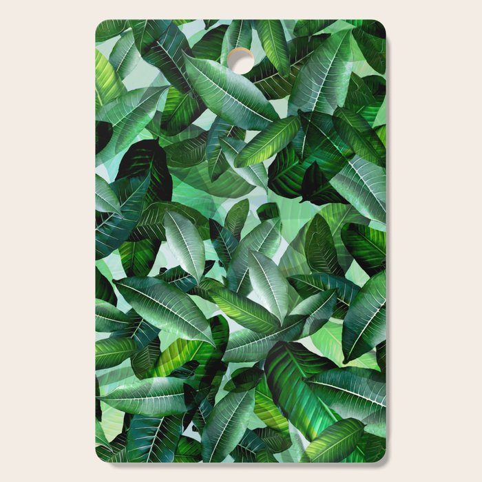 Banana palm leaf tropical jungle green Cutting Board Gallery Image 1