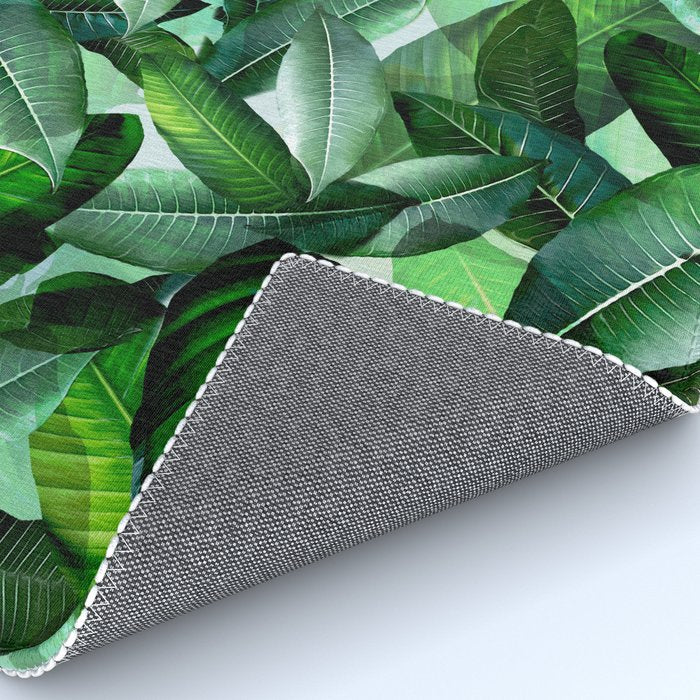 Banana palm leaf tropical jungle green Rug Gallery Image 4