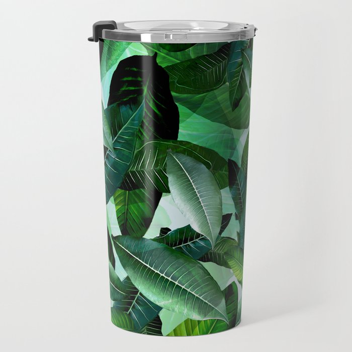 Banana palm leaf tropical jungle green Travel Mug Gallery Image 3
