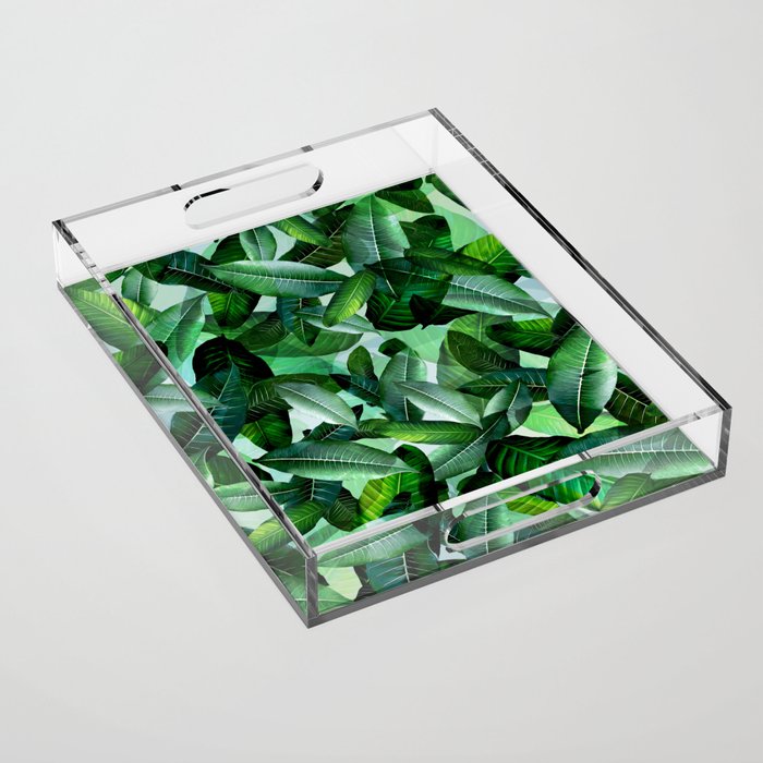 Banana palm leaf tropical jungle green Acrylic Tray Gallery Image 1