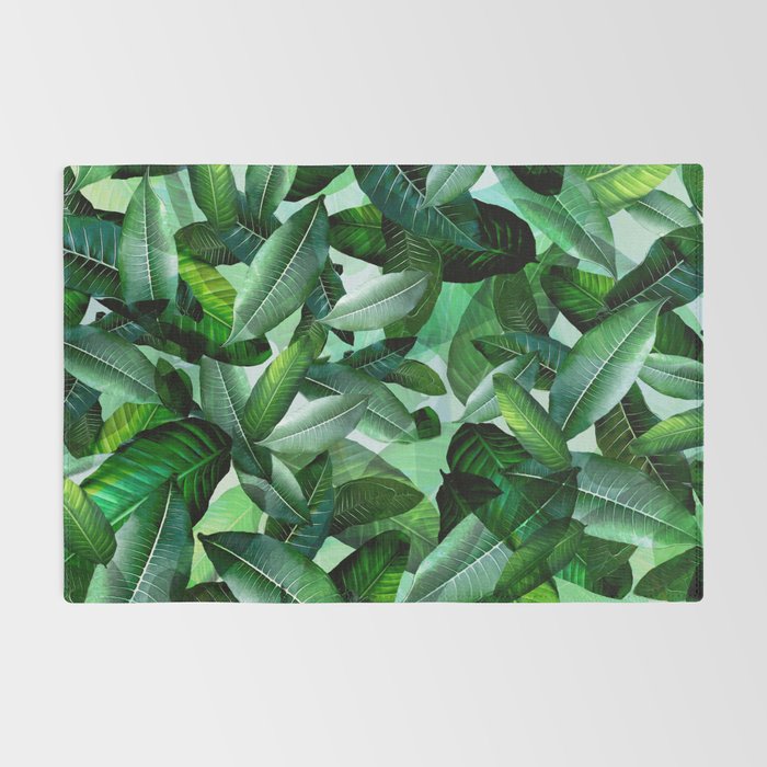 Banana palm leaf tropical jungle green Rug Gallery Image 2