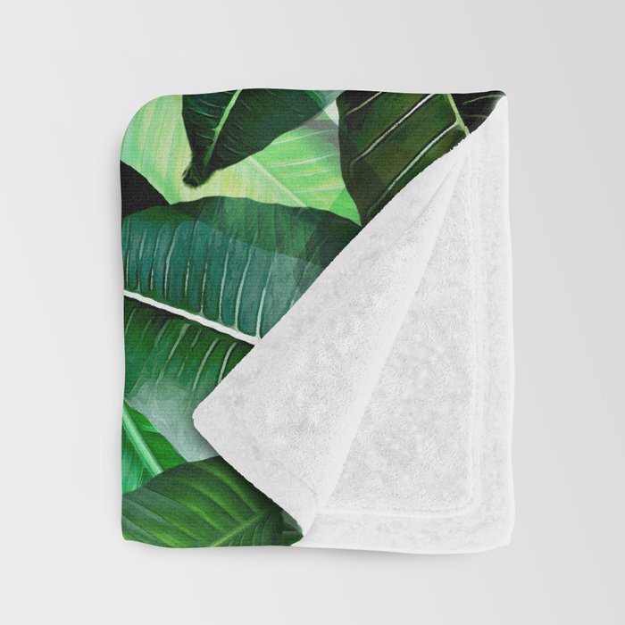 Banana palm leaf tropical jungle green Throw Blanket Gallery Image 3