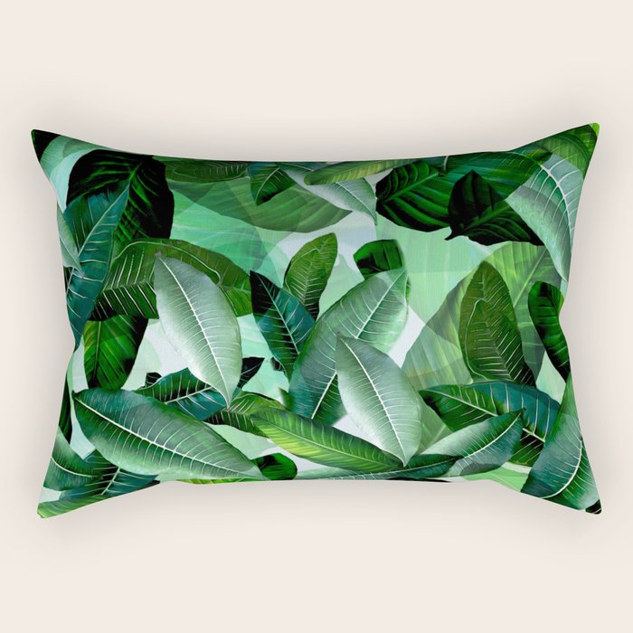 Banana palm leaf tropical jungle green Rectangular Pillow Gallery Image 1