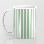 Fern Green and White Narrow Vertical Vintage Provincial French Chateau Ticking Stripe Coffee Mug Gallery Image 3